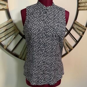 Carole Little Black and White Polka Dot Sleeveless Top